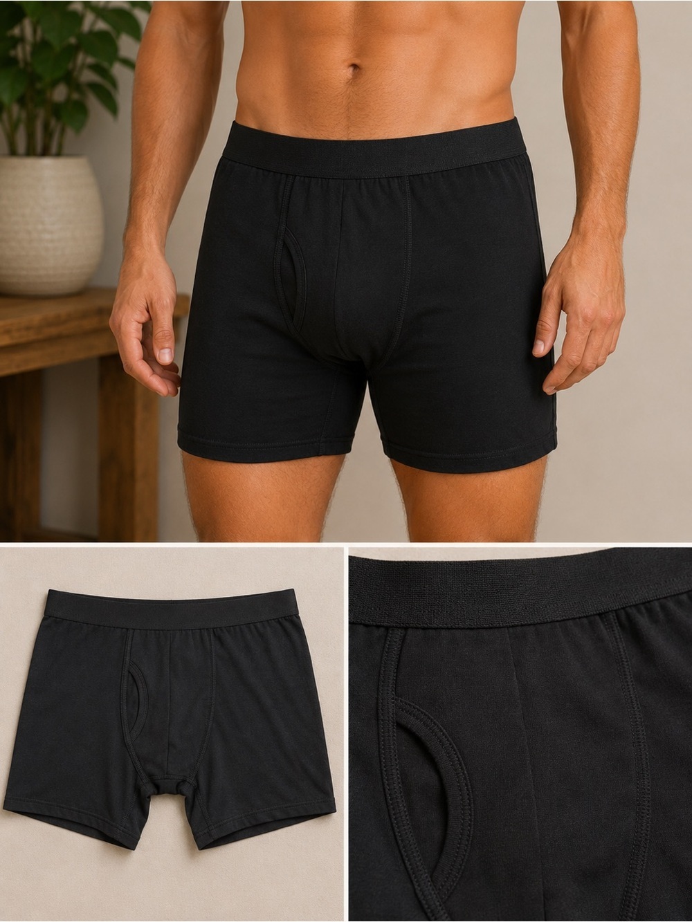 Boys Cotton Black Boxer Briefs Underwear 4-Pairs NWOT Sz Large 28” Waist